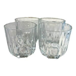 PALAKS Pasabahce Baroque Clear Glass Paneled 8 oz Rocks Glasses Set of 4 Vintage